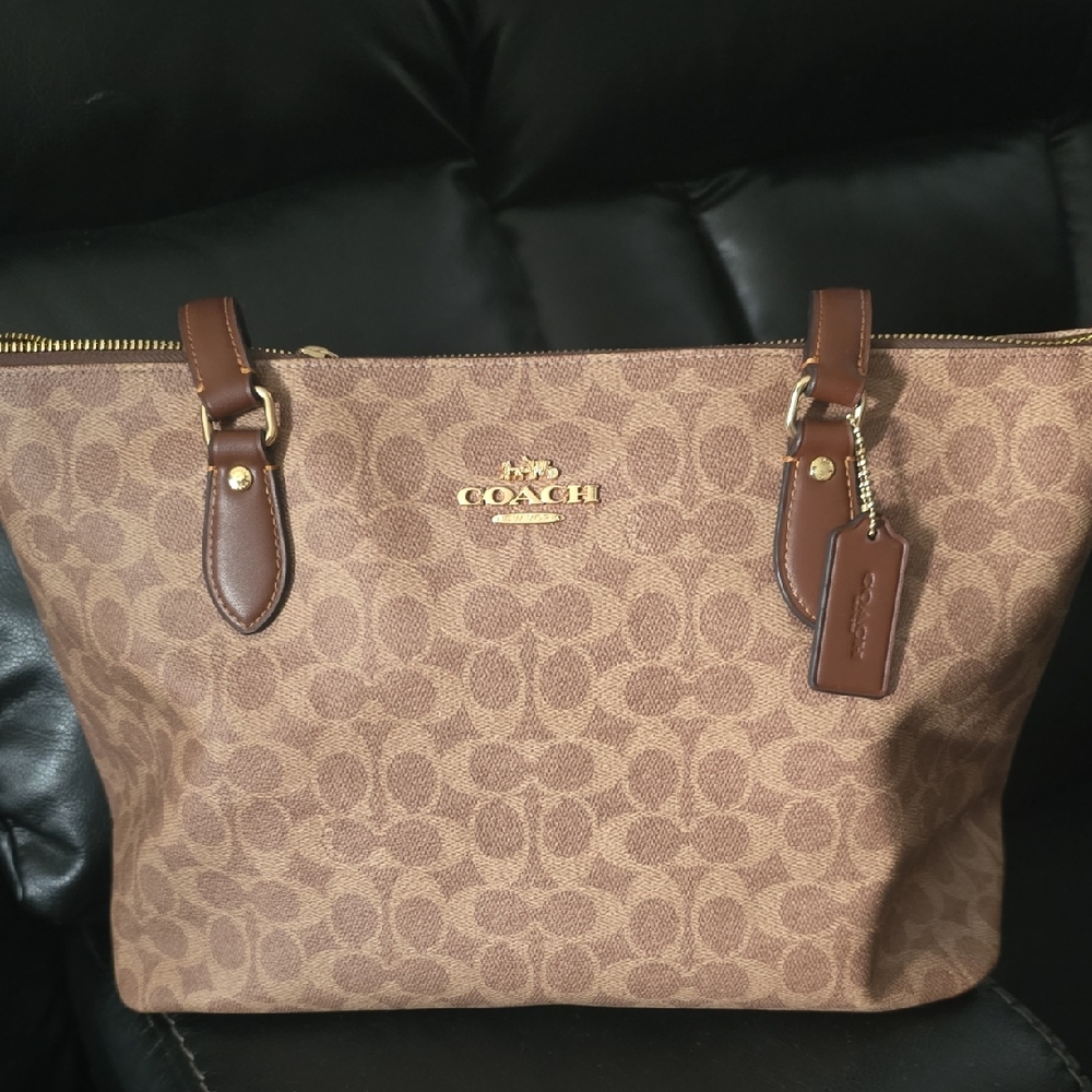 Coach Tan and Brown Signature Tote